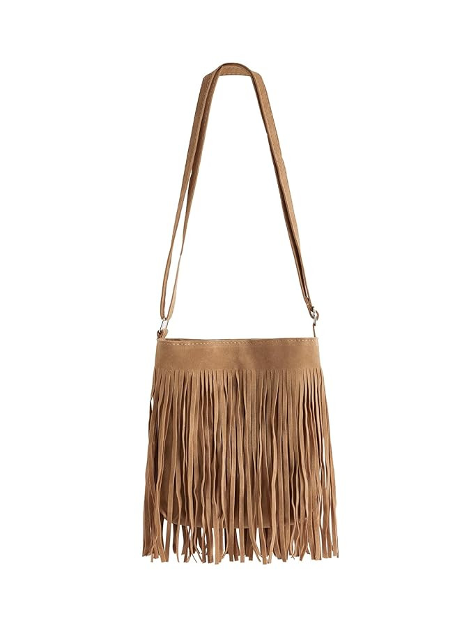 Verdusa Women's Fringe Crossbody Tote Bags Boho Tassel Hobo Shoulder Bag | Amazon (US)
