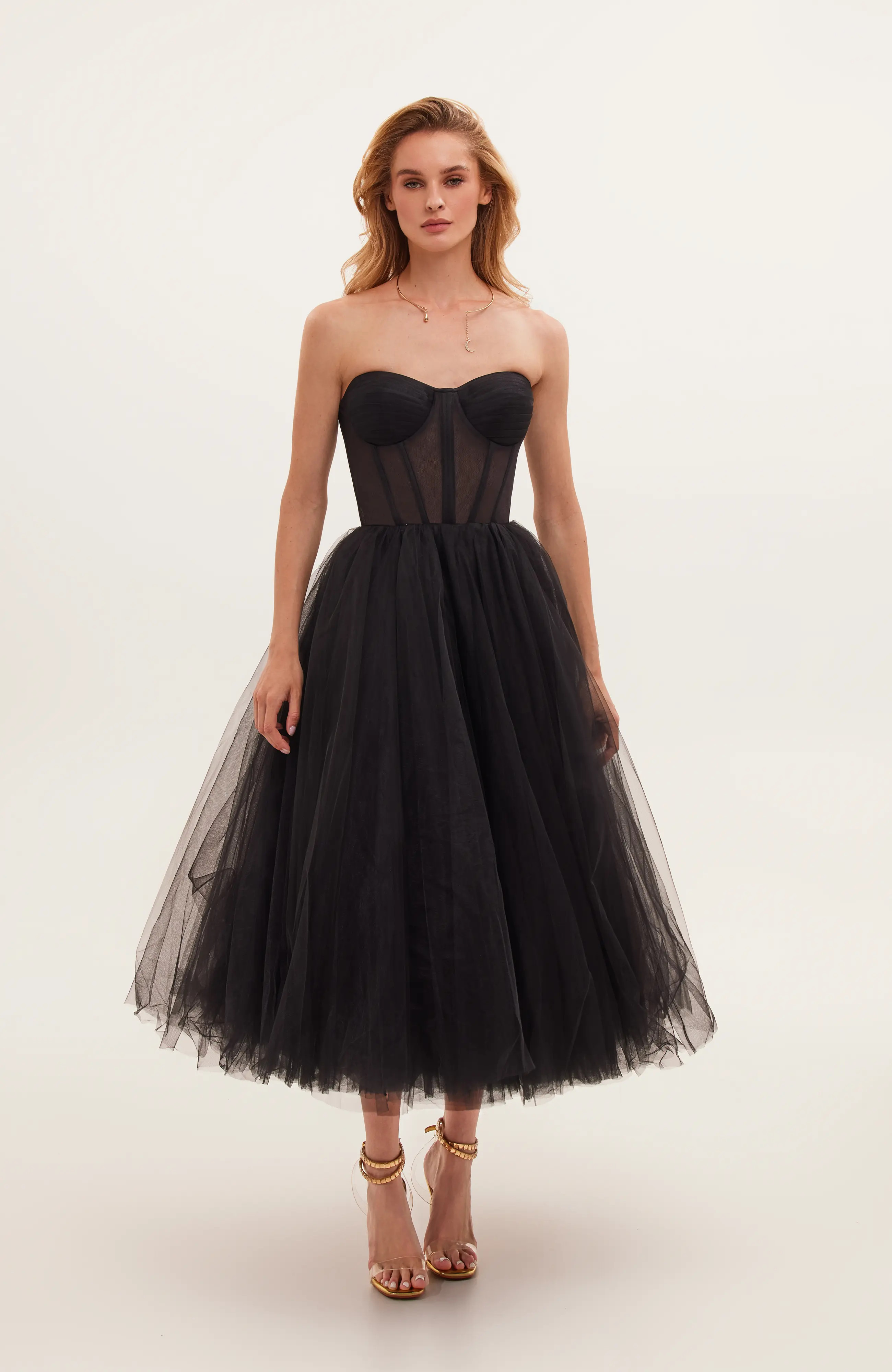 Strapless Puffy Tulle Midi Formal Occasion Dress in Black (Women) | Nordstrom | Nordstrom