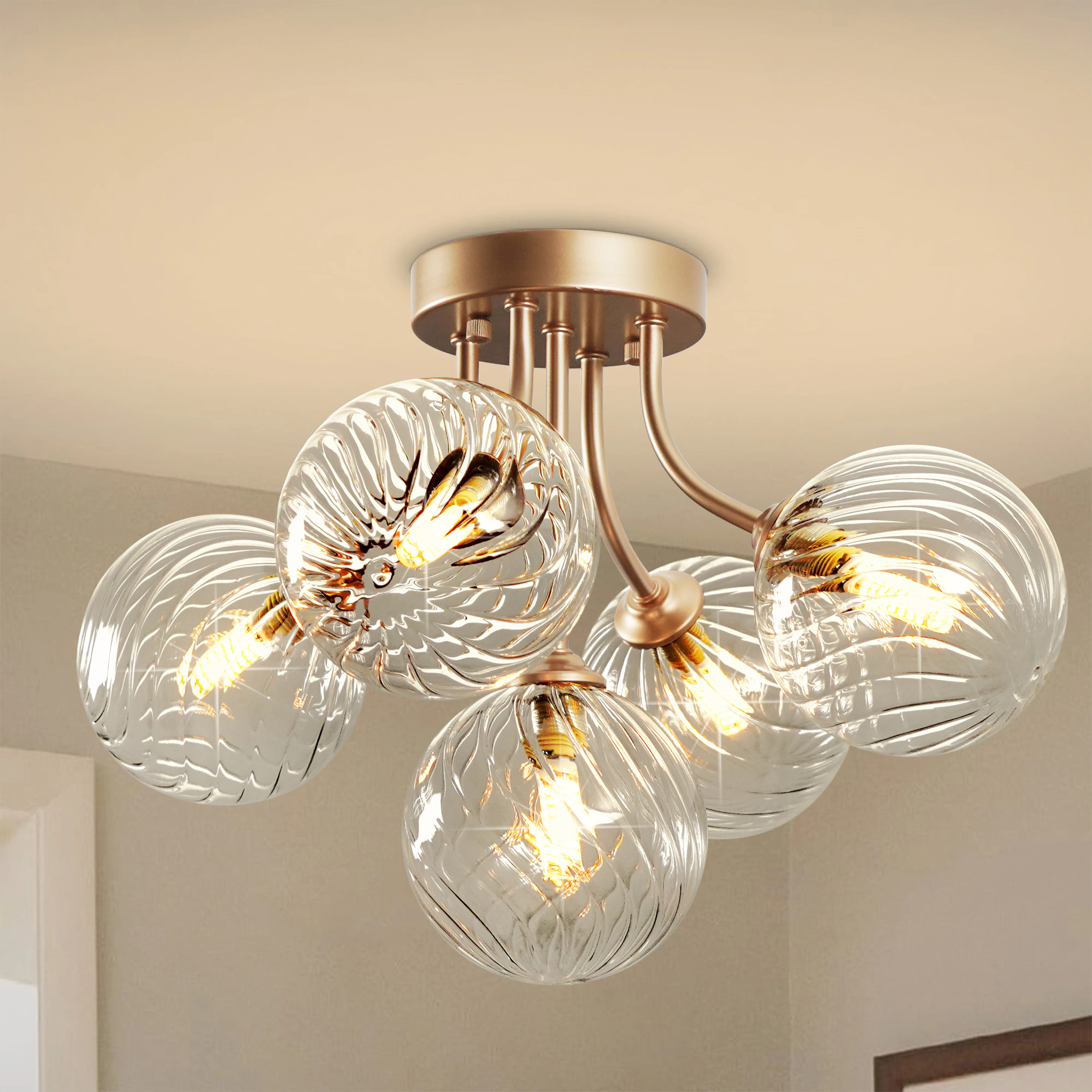 5-light Modern Ceiling Lamp Flush Mount Ceiling Light For Bedroom, Bathroom And Dining Room | Wayfair North America