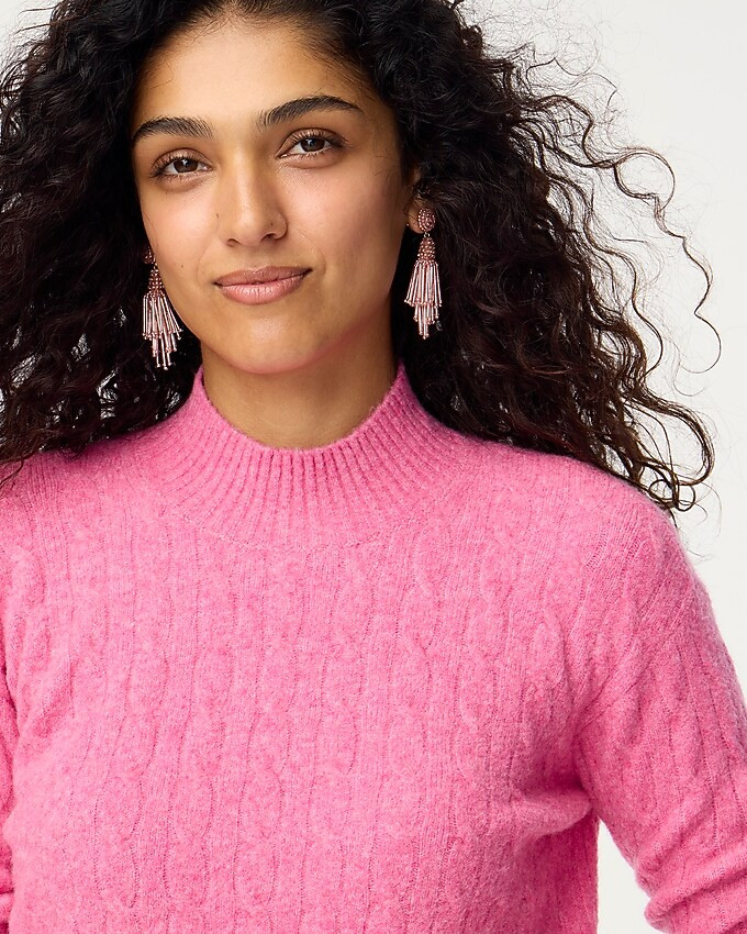 Cable-knit mockneck sweater in extra-soft yarn | J.Crew Factory