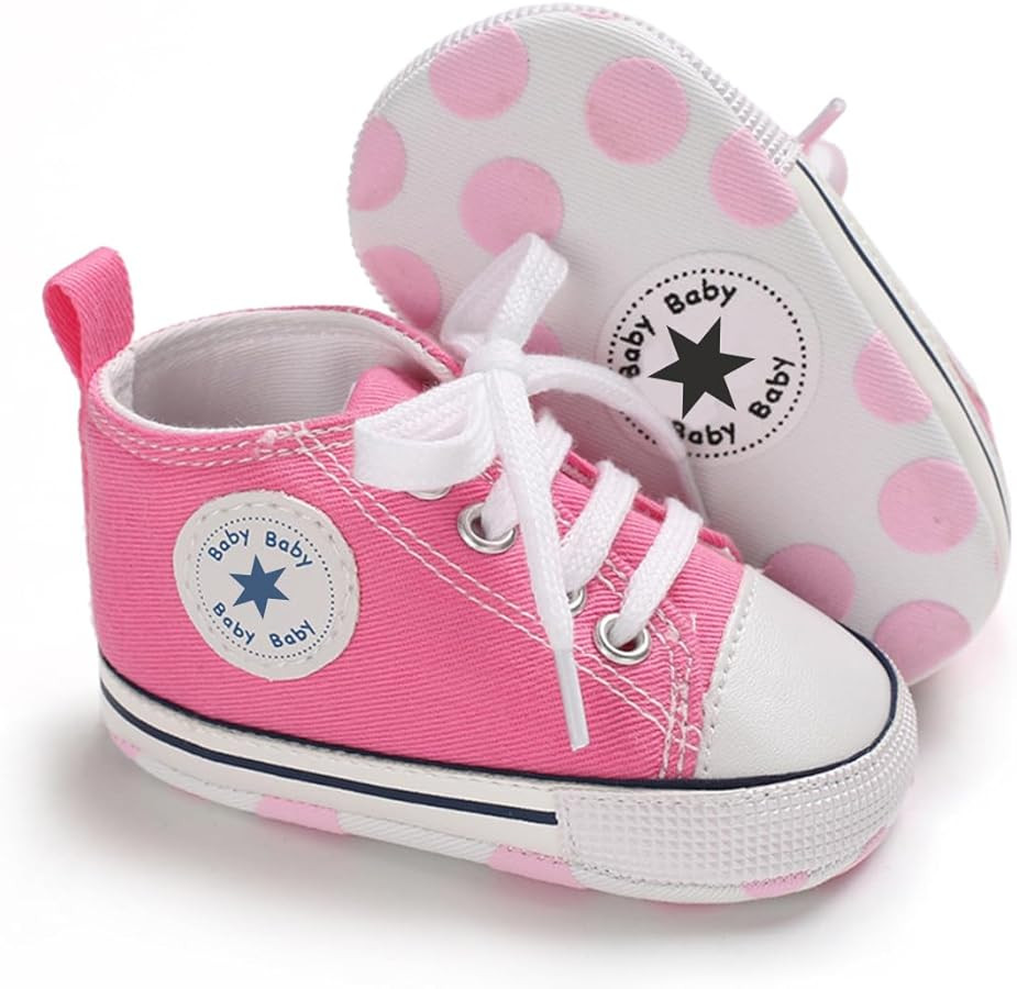 Unisex Baby Girls Boys Canvas High-top Shoes, Newborn Infant Anti-Slip Soft Sole Frist Walking Br... | Amazon (US)