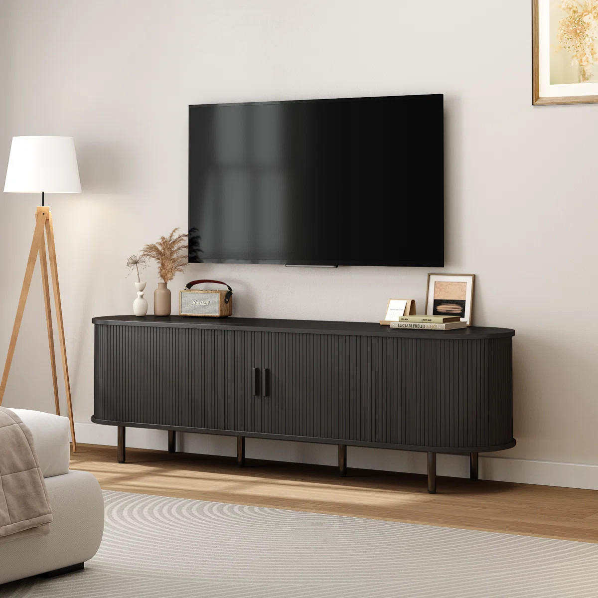 Jalonda Modern Wood TV Stand with Storage and Shelves | Wayfair North America