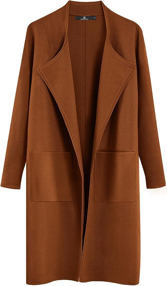 LILLUSORY Women's Long Knit Wool Cardigan Sweaters Oversized Fall Dressy Coatigan 2023 Winter Coa... | Amazon (US)