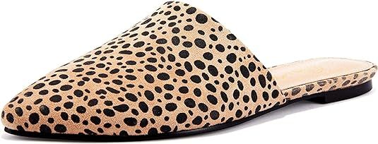 FISACE Womens Backless Slip On Pointed Toe Flat Sandals Low Heel Mule Dress Loafer Slide Slipper ... | Amazon (US)