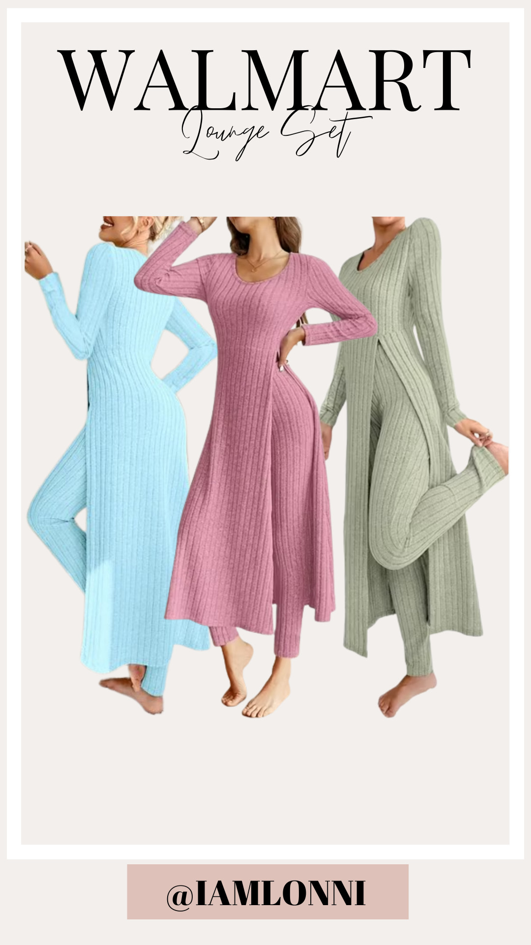 Cozy, cute, and put together! These Walmart lounge sets are perfect for relaxing at home, running errands, or traveling in comfort. The soft ribbed fabric and flowy fit make them an easy everyday favorite—and the colors are too good! 💕✨

#LTKStyle #WalmartFashion #WalmartFinds #LoungeSet #CozyStyle #AffordableFashion #ComfyOutfit
 

 #LTKgrwm #LTKootd #LTKvlog