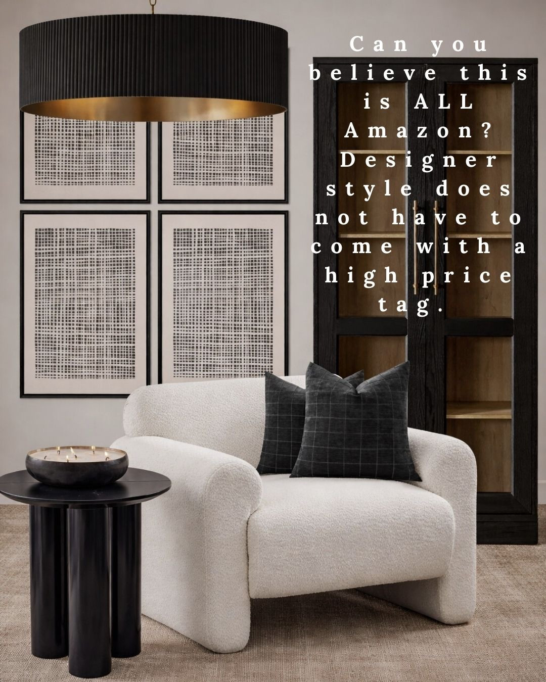 CAN YOU BELIEVE THIS IS ALL AMAZON? — DESIGNER STYLE FOR LESS! This entire space looks straight out of a high-end design studio, but every single piece is from Amazon. I love how these finds create a layered, elevated look without the designer price tag. From the sculptural seating to the dark, moody accents, this is proof that you can achieve a luxe, intentional home using affordable Amazon pieces. Designer style truly does not have to come with a high price.

#Amazon #TheHillaryStyle #DesignerLookForLess #AffordableLuxury #ModernOrganicHome #NeutralHome #HighEndStyle #HomeInspo #ElevatedInteriors 

 #LTKU #LTKOver40 #LTKHome