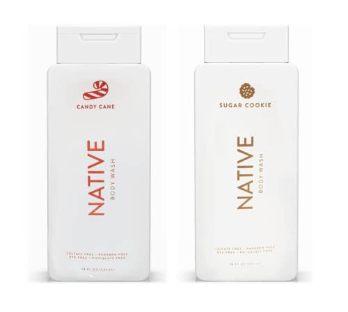 Native Special Edition Winter Body Wash |for Women & Men | Sulfate Free, Paraben Free, Dye Free, with Naturally Derived Clean Ingredients, 18 oz each (2 Pack) (Candy Cane & Sugar Cookie) | Amazon (US)