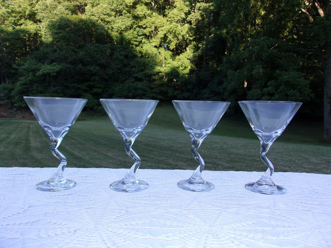 Vintage Libbey Crooked Stems, Libby Z Stems Vintage, Libby Martini Glasses, Clear Stems, Made USA... | Etsy (US)