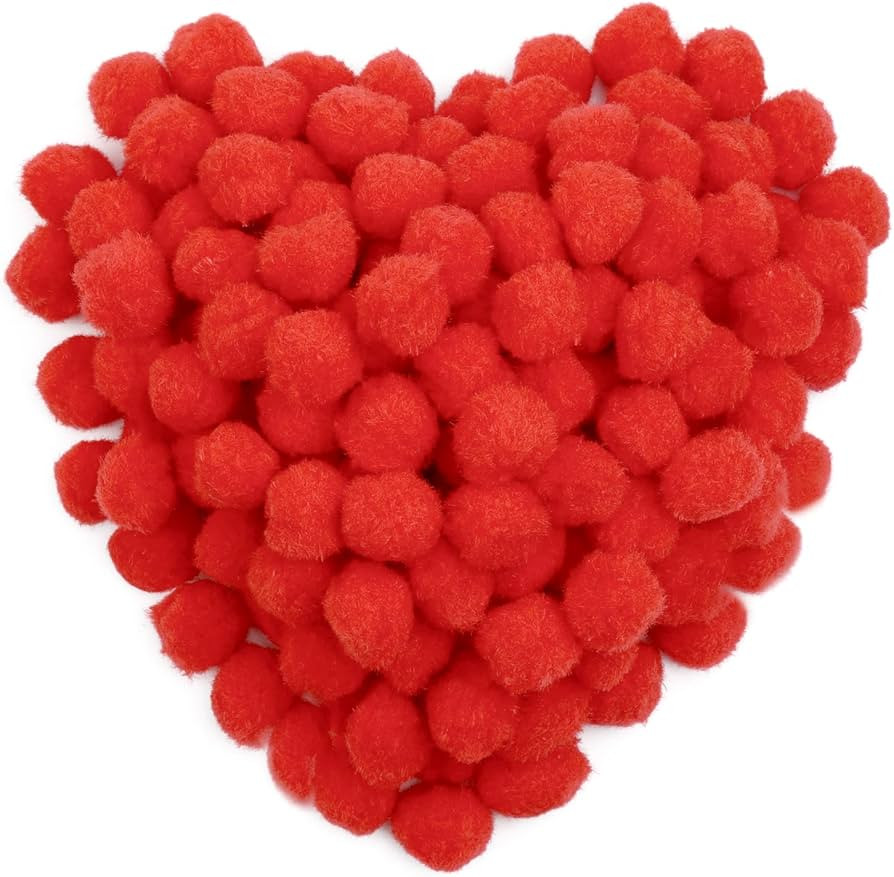 MORFEN 150 Pieces Pom Poms, 1 Inch Red Craft Pom Poms, Fuzzy Pompom Puff Balls, Small Pom Pom Bal... | Amazon (US)