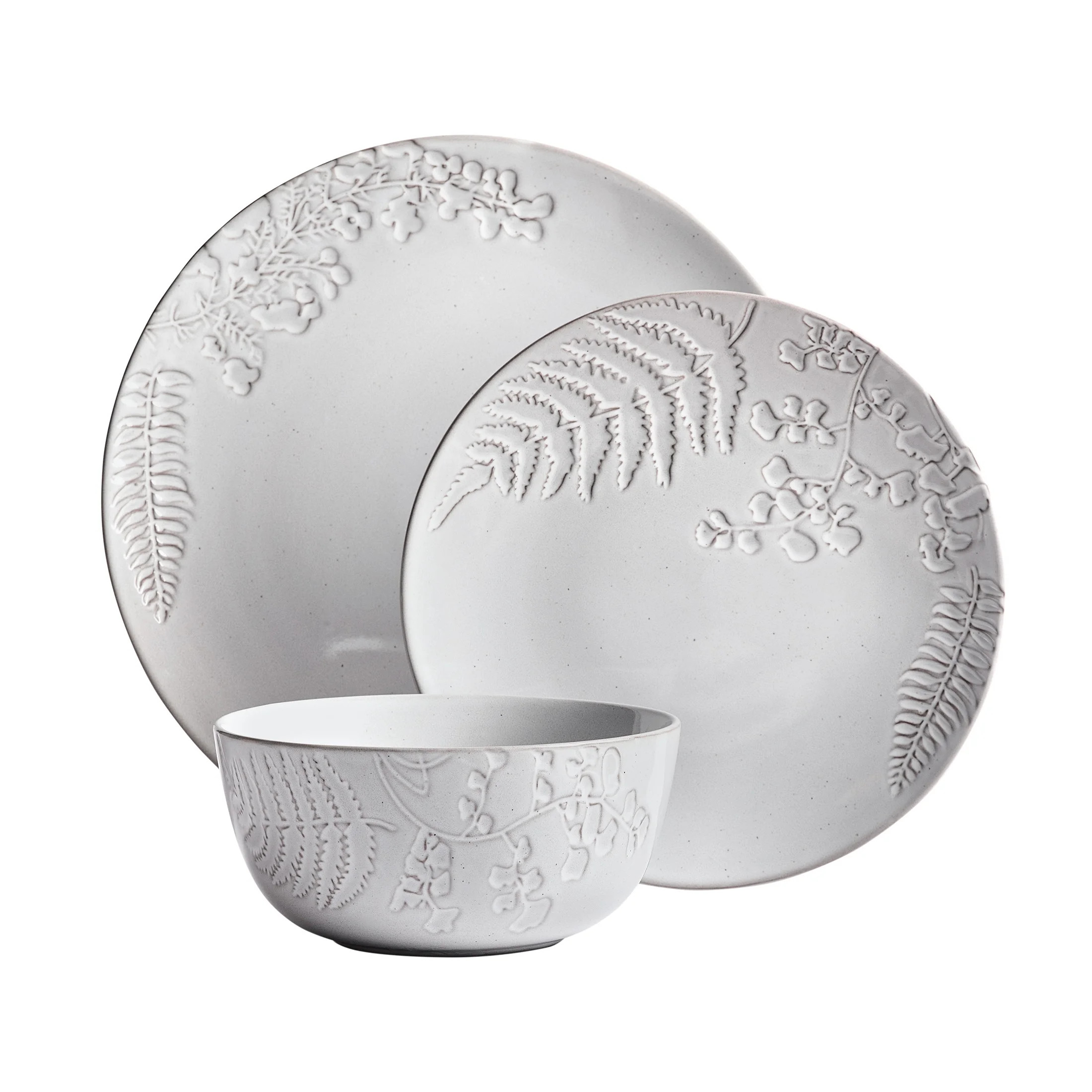 Better Homes & Gardens-Ellie Gray Stoneware 12-Piece Dinnerware Set | Walmart (US)