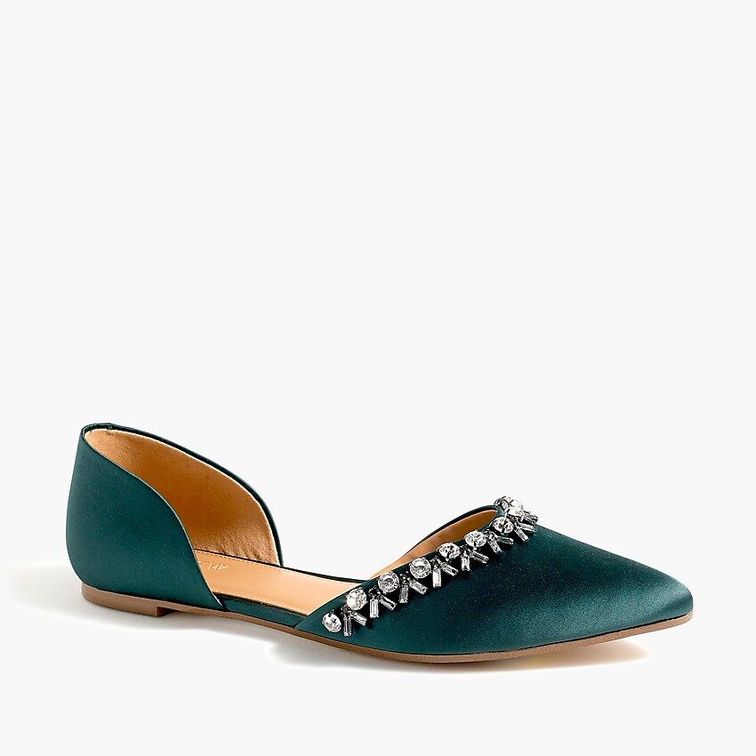 Satin jeweled Zoe d'Orsay flats | J.Crew Factory