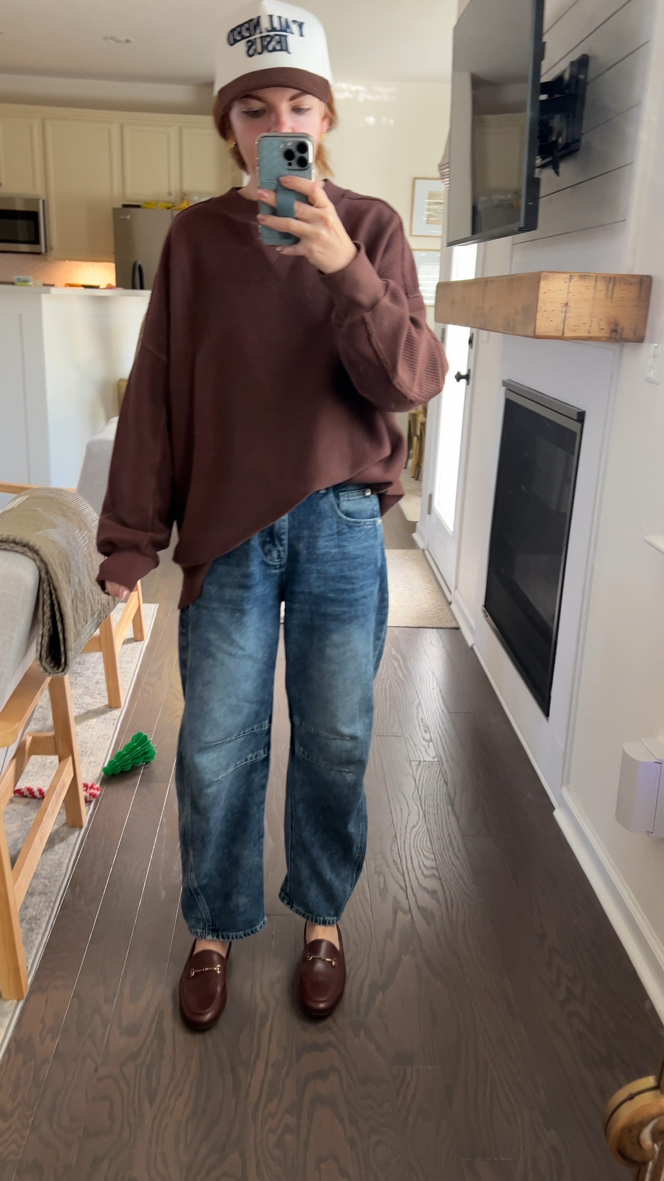 Never won’t be a fan of brown. 

Small sweater (could have done XS)
Small in jeans as a 2/4
Shoes run TTS, I have them in four colors 😅

Linked similar hat, exact is @jenessawait on IG



#LTKStyleTip #LTKVideo