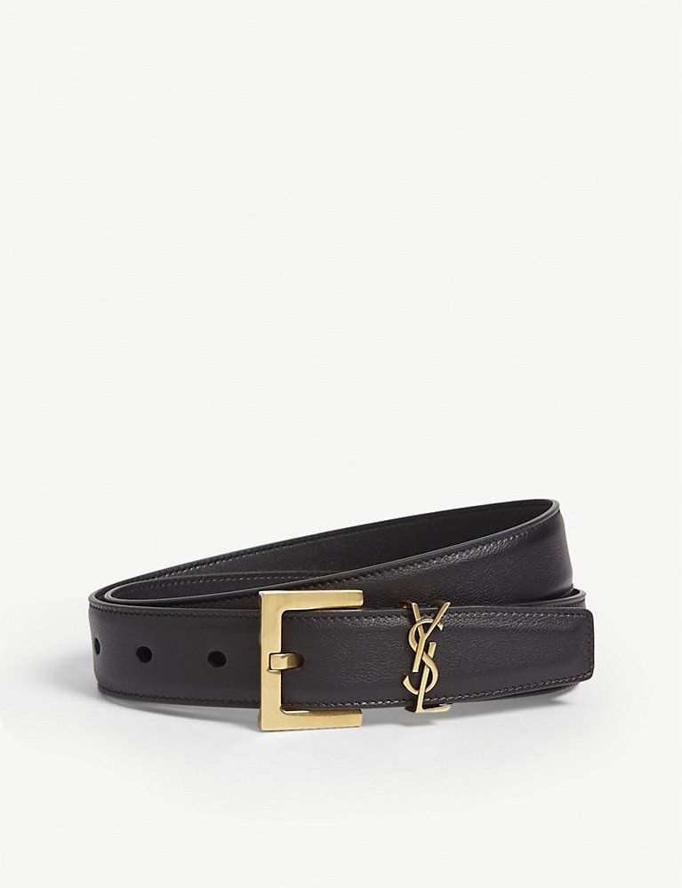 SAINT LAURENT Logo-buckle leather belt | Selfridges