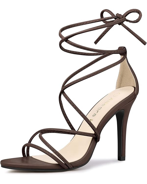 Allegra K Women's Lace Up Heels Strappy Stiletto Heel Sandals | Amazon (US)