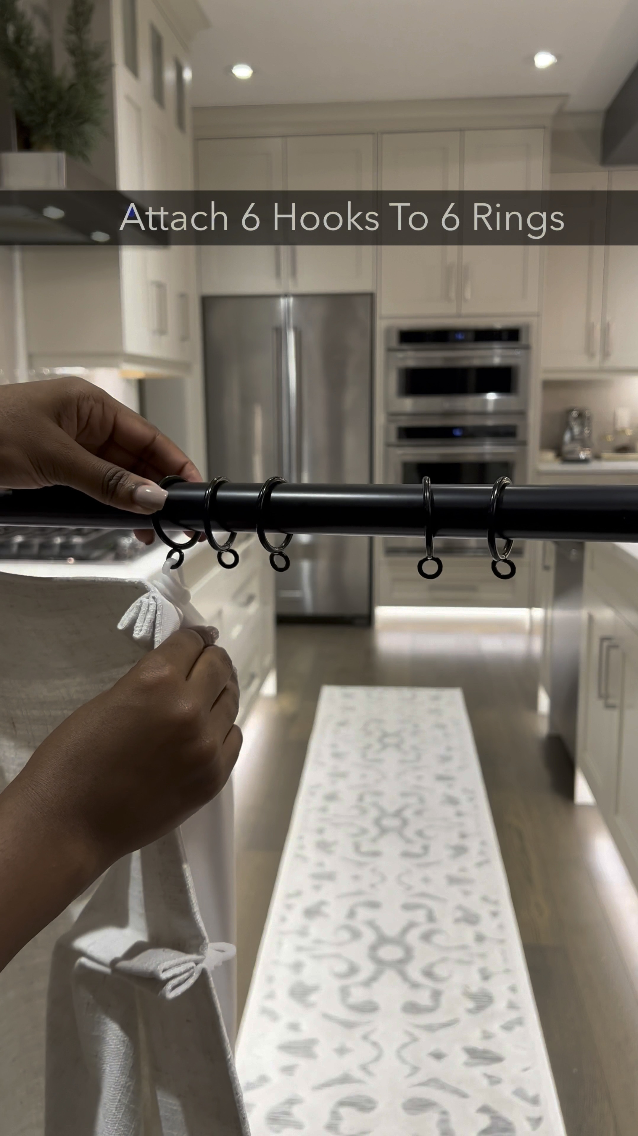 🥳
Here’s another custom drapery look for less with the most stunning fabric!! 🥰…. 

These drapes come ready to hang…. I didn’t need to stream them! 🎉…. and they come perfectly trained 😆🥳😆 

I hung the brackets on the wall about half an inch from the ceiling to give enough room for the curtain rod to slide into. 

I got 106 inch drapes and my ceiling is 9 feet. With this system my drapes perfectly kiss the floor, which is the look I’m going for. ☺️

The white hooks are adjustable and come with the drapes 🎉… do keep in mind they’ll only adjust your drapes upwards so if you’re going for a pool look, you’ll need longer drapes 💕

I can’t get over stunning the fabric is🥰…. It comes in 15 colors which you can get samples🥳 .. Hope you’ll love them as much as I do! 

#LTKhome #LTKstyletip 

#LTKVideo