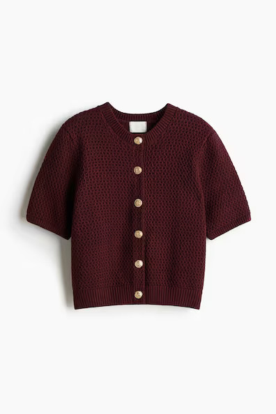 H & M - Textured-Knit Cardigan - Red | H&M (US + CA)