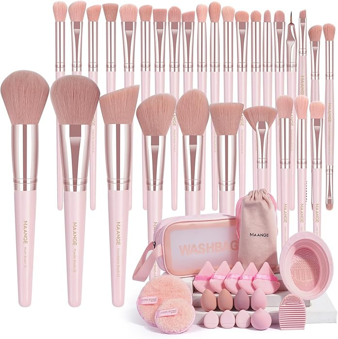MAANGE Makeup Brush Set 49 Pcs Makeup Tool Set Premium Synthetic Foundation Powder Concealers Eye... | Amazon (US)