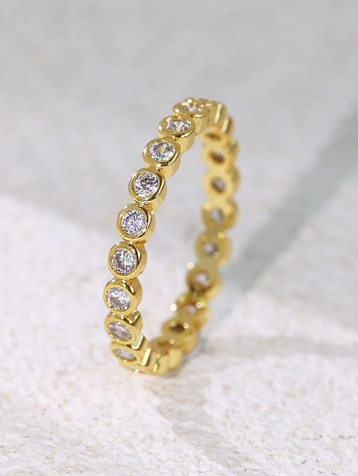 1 Piece Cubic Zirconia Decorated Copper Ring Jewelry  | SHEIN