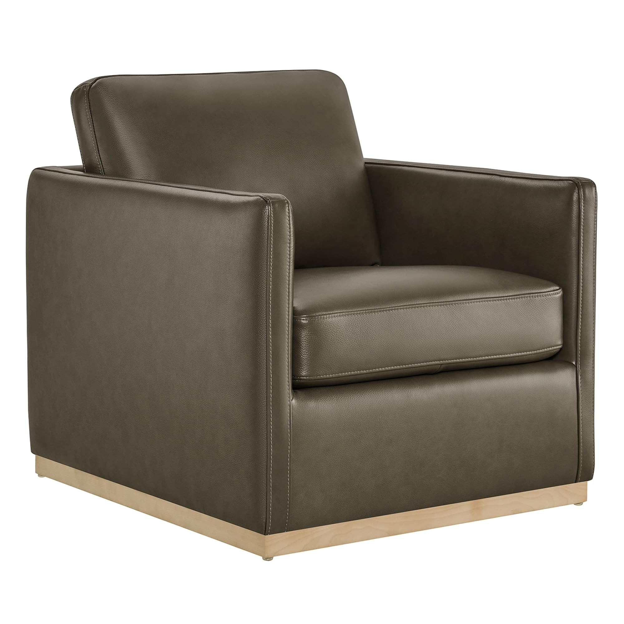 CHITA Genuine Leather Swivel Accent Chair, FSC Certified Mid Century Modern Arm Chair for Living Room and Bedroom, Fully Assembled, Mink Brown | Amazon (US)