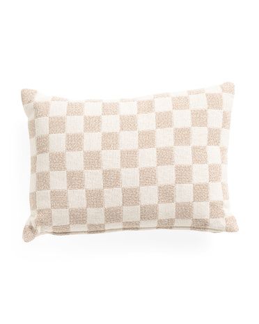 14x20 Jute Checkered Pillow | TJ Maxx