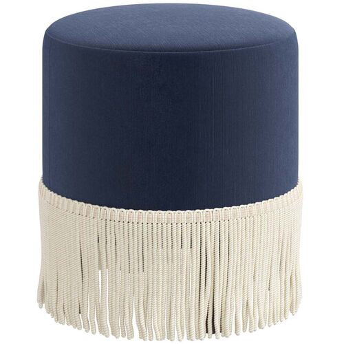 Abigail Fringe Ottoman, Velvet | One Kings Lane