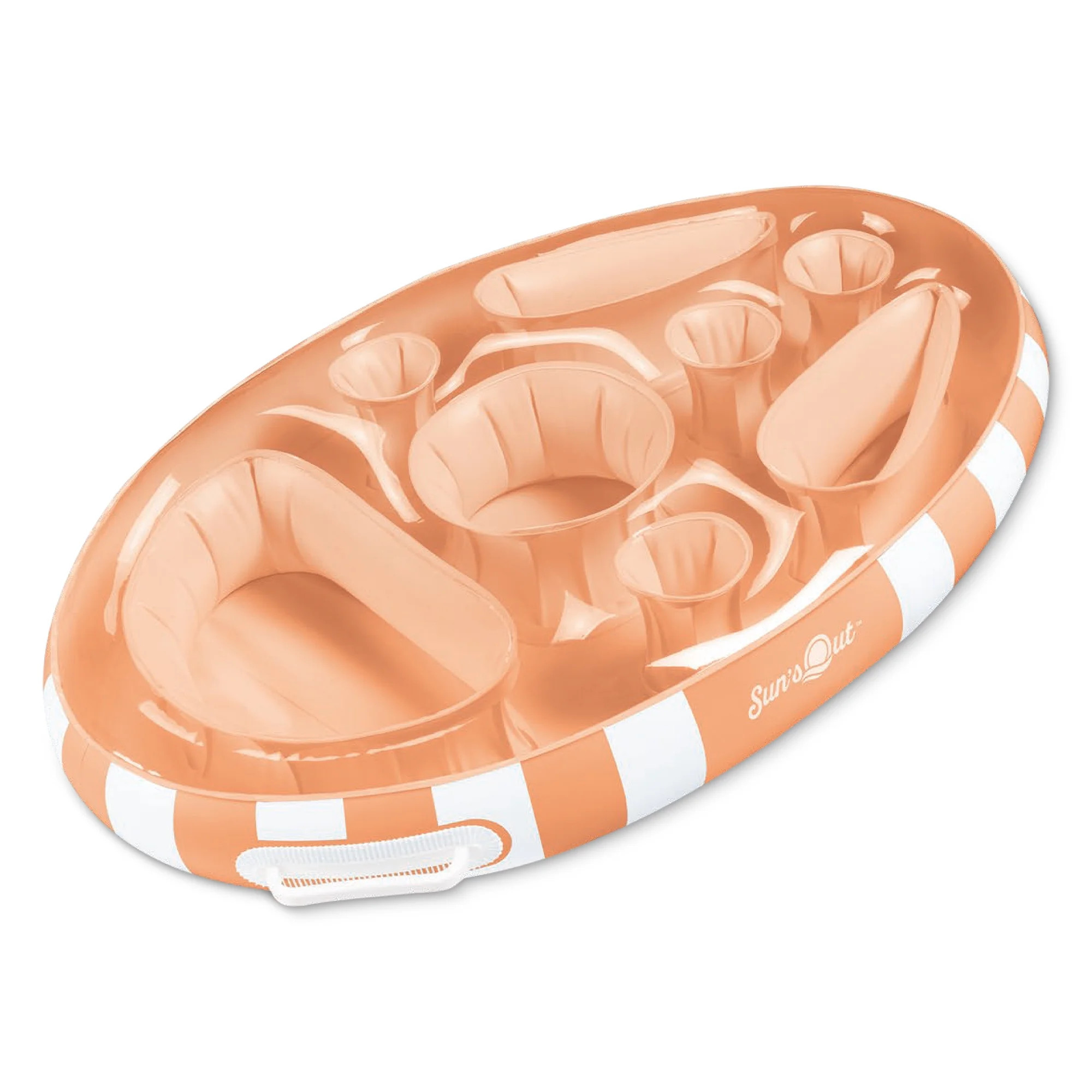 Sun's Out Floating Snack Bar – Orange Cabana Stripe Pool Float, Ages 14+ | Walmart (US)