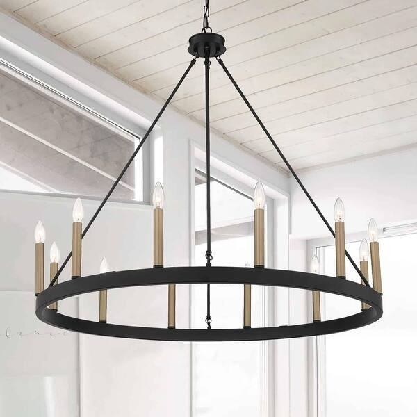 Acroma 12 Light 40 In Modern Farmhouse Wagon Wheel Chandelier-UL - Overstock - 34626017 | Bed Bath & Beyond