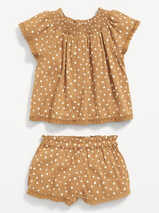 Flutter-Sleeve Scallop-Trim Top and Shorts Set for Baby | Old Navy (US)