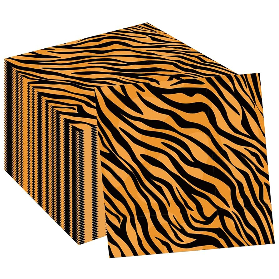 40Pcs Tiger Print Party Napkins Tiger Paper Napkins Disposable Tiger Party Napkins Set Tiger Prin... | Amazon (US)