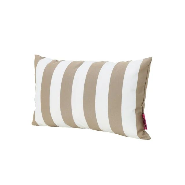 Noble House Coronado 18.5x11.5" Outdoor Fabric Throw Pillow in Brown/White - Walmart.com | Walmart (US)