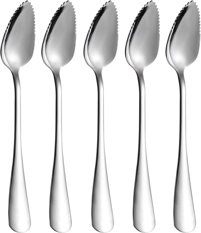 5 PCS Grapefruit Spoons, Stainless Steel Grapefruit Spoon Utensil Set, Serrated Edge & Thick Gaug... | Amazon (US)