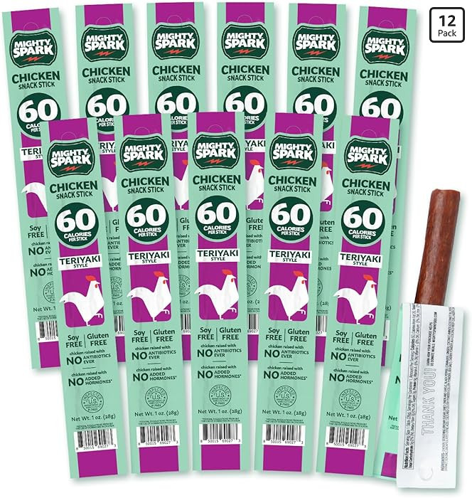 Mighty Spark Chicken Snack Sticks - Teriyaki - 6g of Protein, No Antibiotics, No Hormones, Gluten... | Amazon (US)