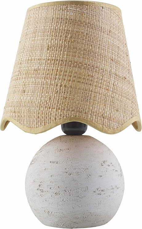Yaonahuac Boho Ceramic Bedside Table Lamp for Bedroom Nightstand and Living Room - Shade Rattan -... | Amazon (US)