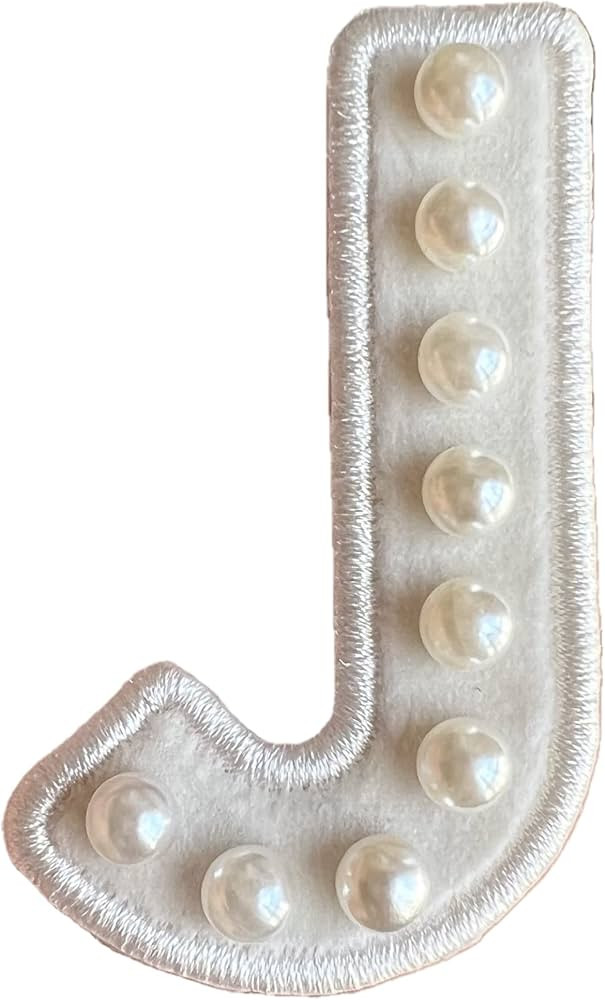 ZOOX Ivory Pearl & White Letter Varsity Initial Patches, 3M Adhesive Sticker Iron On, 2.25 Height... | Amazon (US)