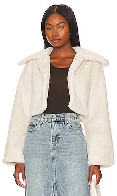 Camila Coelho Cleobella Cropped Faux Fur Jacket in Ivory from Revolve.com | Revolve Clothing (Global)