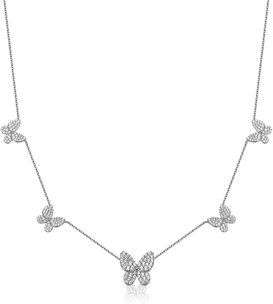 SUNXN Butterfly Necklace Dainty Charm Choker Pendant Necklace for Women Girls Jewelry Birthday Gi... | Amazon (US)