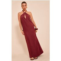 Rust Textured Rope Halterneck Maxi Dress | PrettyLittleThing US