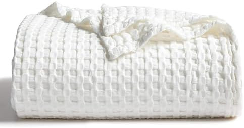 Bedsure Cooling Cotton Waffle Weave Throw Blanket - Lightweight Breathable Blanket of Rayon Deriv... | Amazon (US)