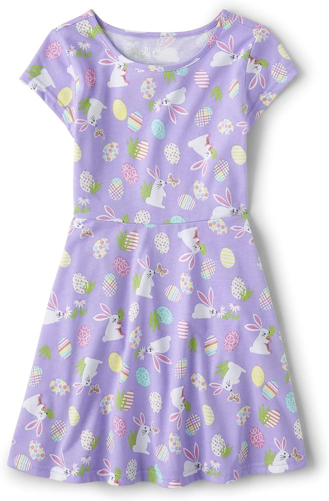 The Children's Place Girls' Plaid Stretch Jacquard Short Sleeve Dress | Amazon (US)