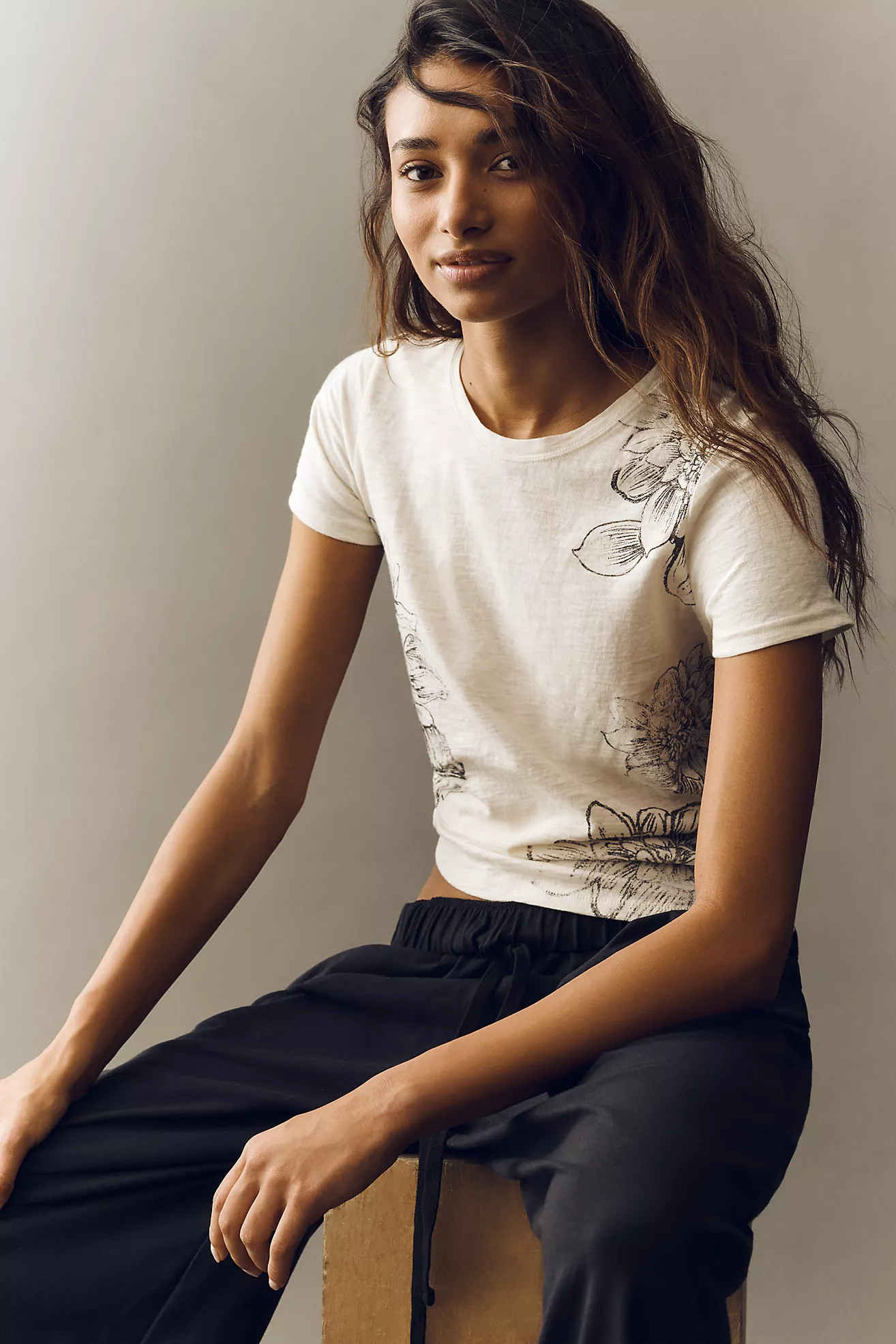 The Bennie Cotton Slub Crew-Neck Slim Tee by Pilcro | Anthropologie (US)