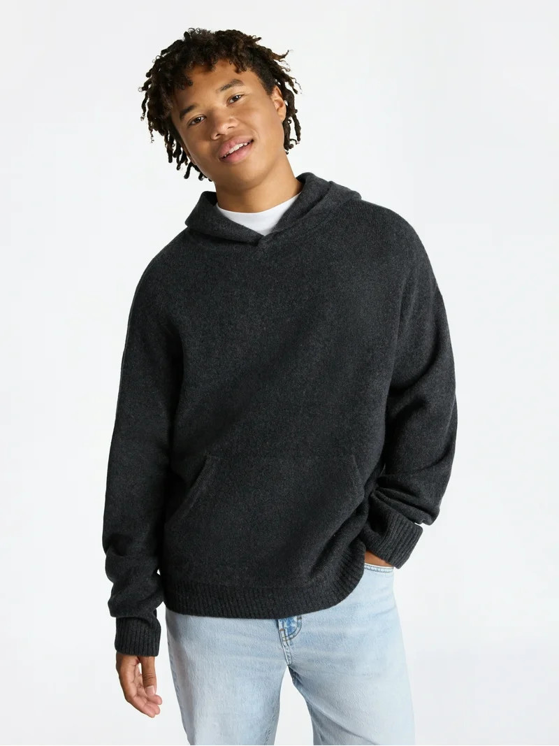 No Boundaries Brushed Hooded Sweater with Long Sleeves, Midweight, Men's & Big Men's | Walmart (US)