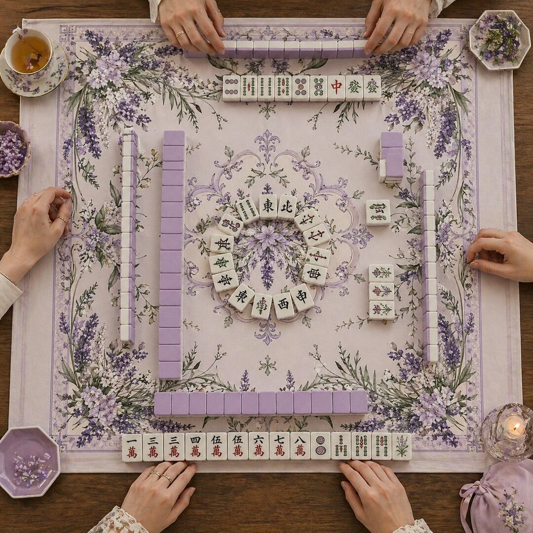 Lavender Floral Mahjong Mat, Botanical Jacquard Game Mat, Non-slip Mahjong Table Mat, Purple Gard... | Etsy (Global)