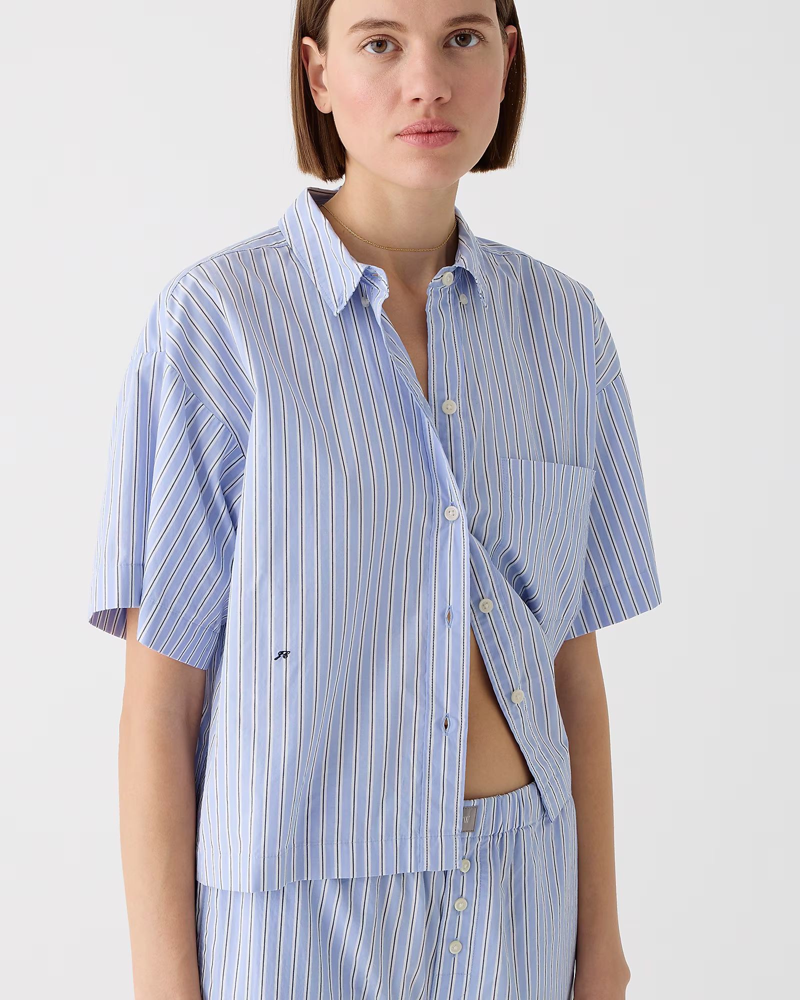 Cropped short-sleeve pajama pant set in stripe | J.Crew US
