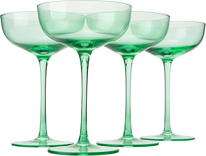 Colored Coupe Glass | 7oz | Set of 4 | by The Wine Savant - Colorful Champagne & Cocktail Glasses... | Amazon (US)