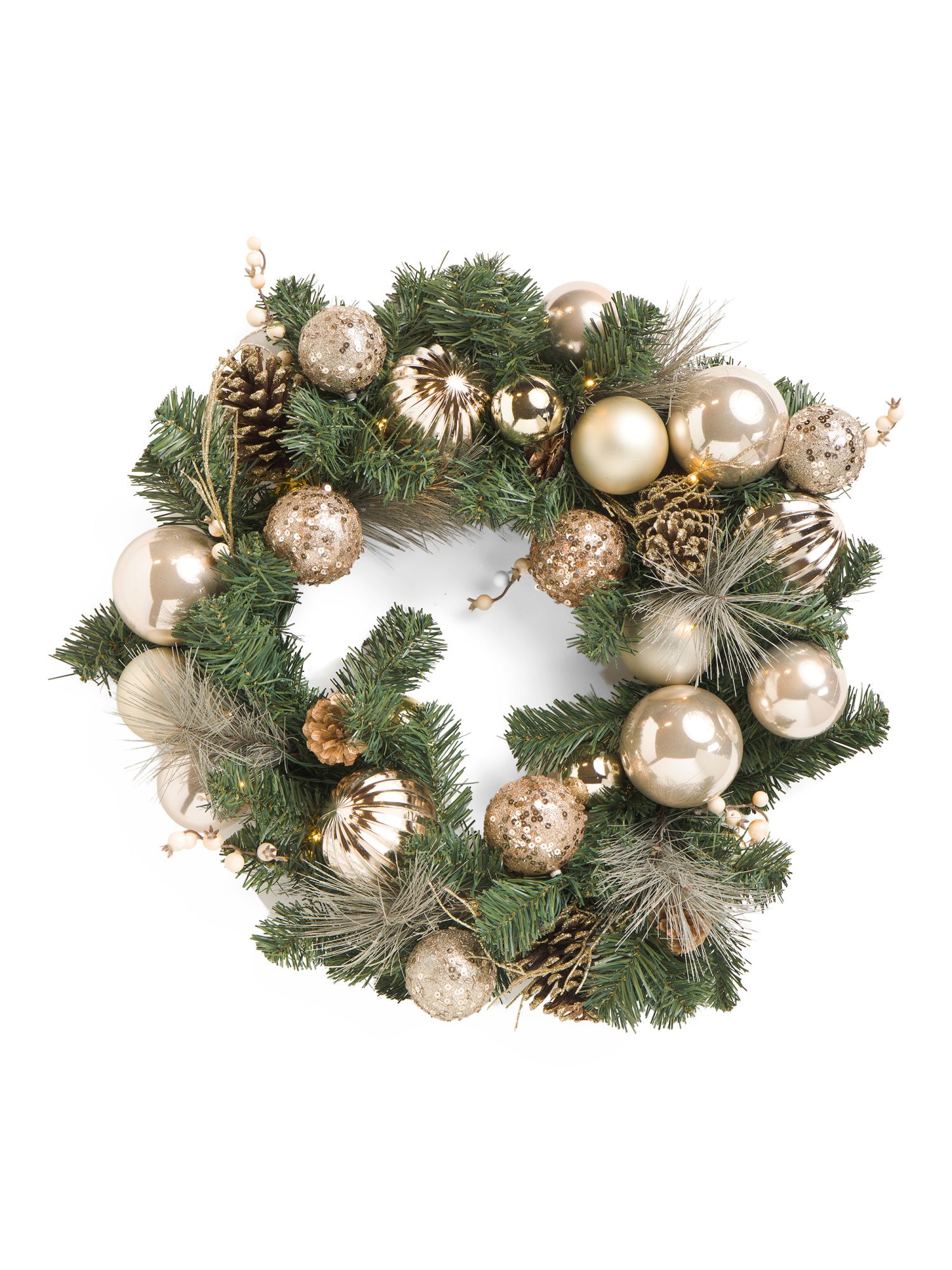 26in Pinecone Pine Ornament Wreath With Led Lights | TJ Maxx