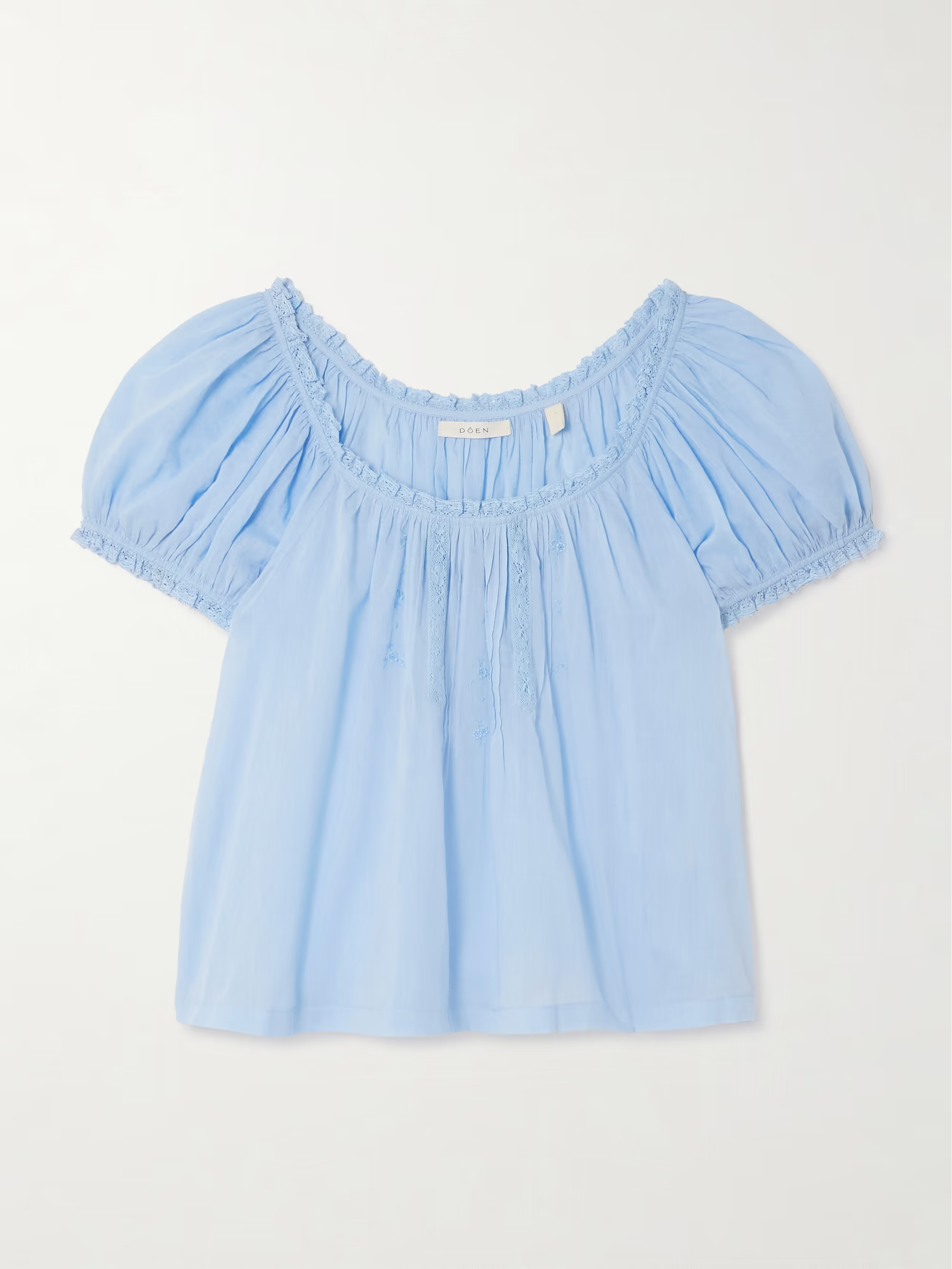 Frederica lace-trimmed organic cotton-voile blouse | NET-A-PORTER (US)