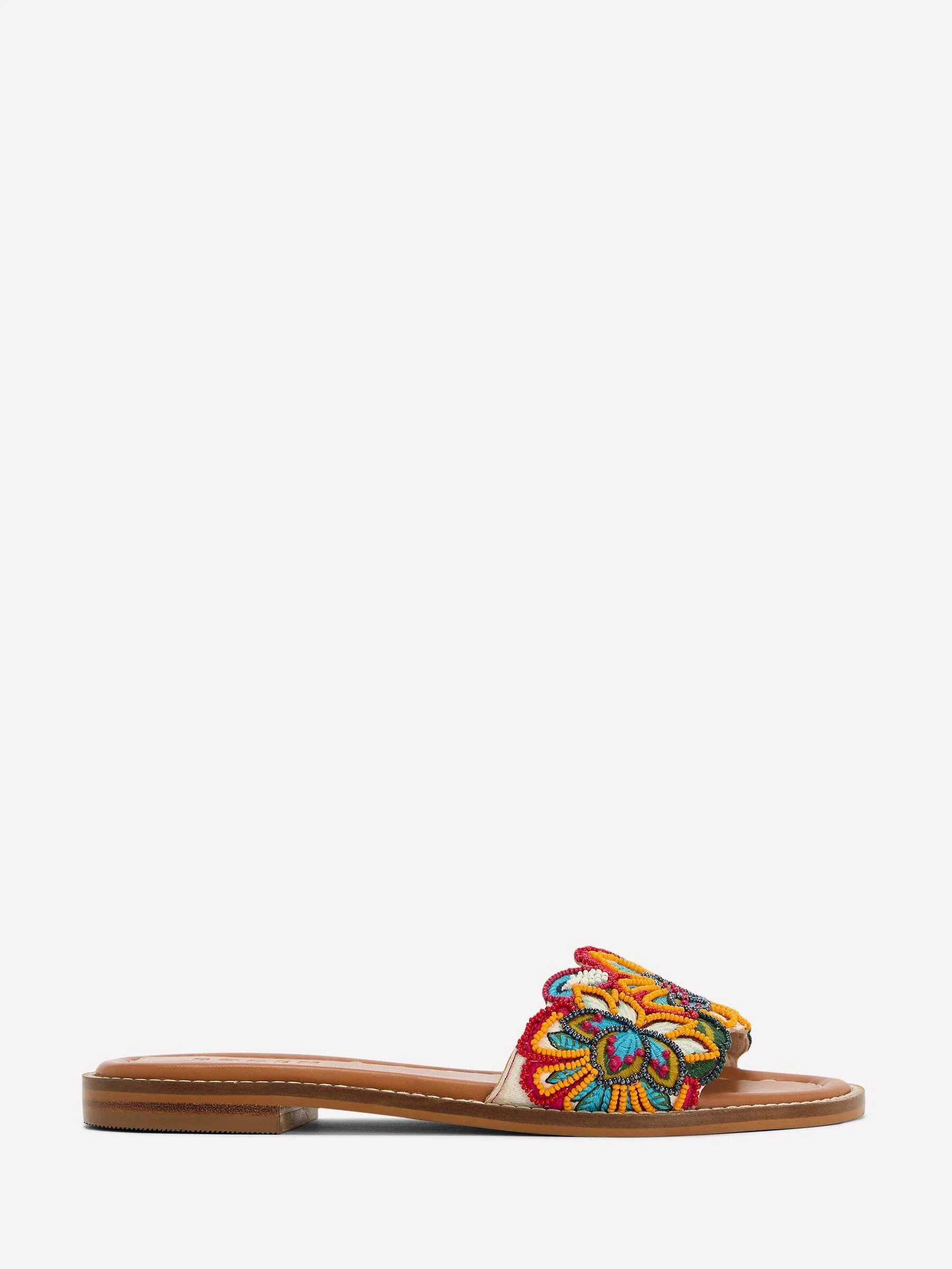 Boden Boden Pink Beaded Flower Flat Sandals | Next US