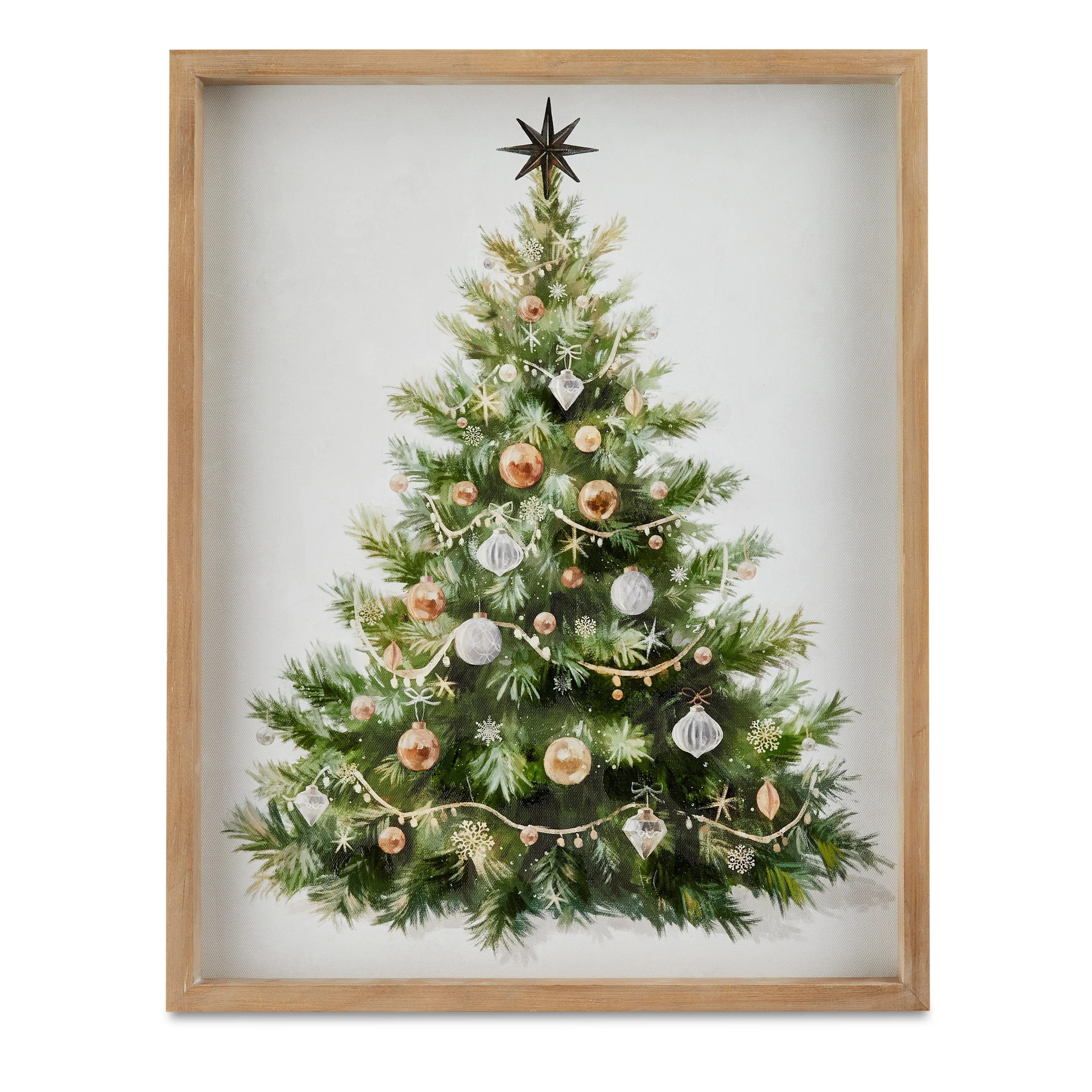 Christmas Tree Framed Tinted Gel Embellished Canvas Christmas Wall Art, by Holiday Time | Walmart (US)