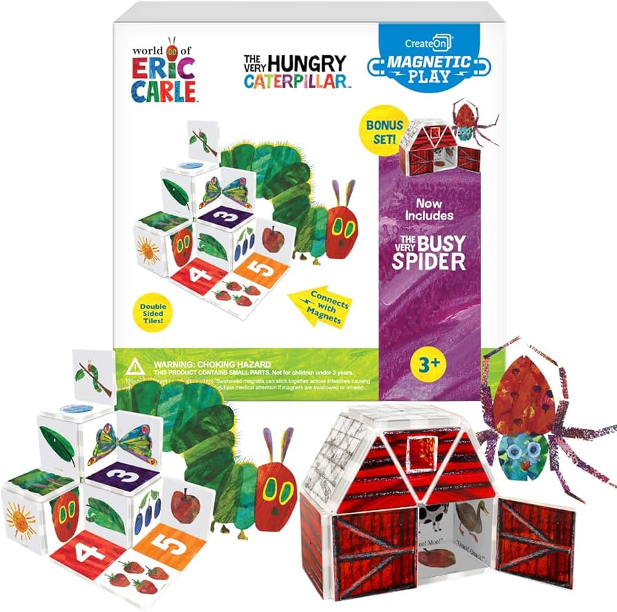 CreateOn Eric Carle The Very Hungry Caterpillar & Bonus Very Busy Spider Playset, Magnetic Buildi... | Amazon (US)
