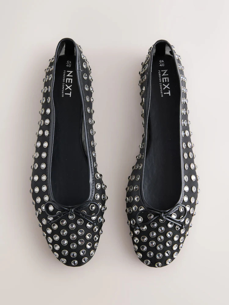 Buy Black Forever Comfort\u00ae Mesh Jewelled Ballerina Shoes from Next Ireland | Next EU